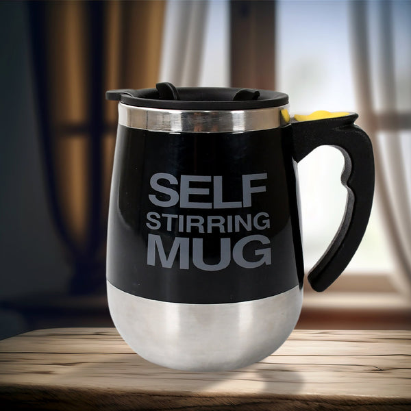 Self Stirring Mug With Lid used in all kinds of household and official places for serving drinks, coffee, any types of beverages etc. (1 Pc / 400 ML)