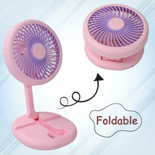 USB Rechargeable Portable Fan With LED Light Heavy Duty & Foldable Fan With Charging Port Home, Outdoor, Temple