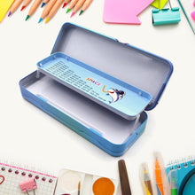 Stylish metal pencil box with double compartments, ideal for school kids