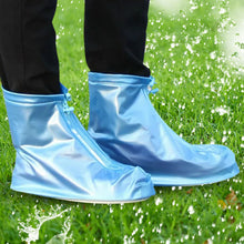 Plastic Shoes Cover Reusable Anti-Slip Boots Zippered Overshoes Covers Transparent Waterproof Snow Rain Boots for Kids / Adult Shoes, for Rainy Season (1 Pair / Blue)