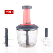 1100 ml push-up chopper with blender, 6 sharp blades, for chopping vegetables.