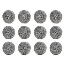 Round shape stainless steel scrubber, pack of 12, effective for cleaning.