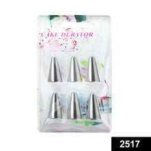 Cake decorating nozzles, stainless steel, 6 pieces