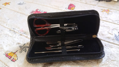 Nail clippers set, stainless steel, 6 pieces with travel case