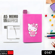 Kitchen Storage A5 size Flat Portable NoteBook Shape Water Bottle With a Cartoon Character Design-Hello Kitty - For School Outdoors and Sports Return Gift/Birthday Gift (1 Pc 420ML)